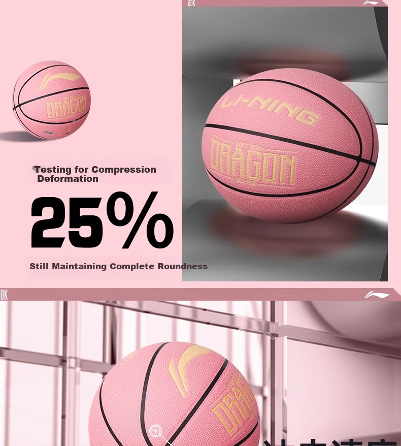 Li-Ning Basketball Size 6 for Women, Professional Competition Training, Standard for Middle School Entrance Exams, Indoor And Outdoor Use on Cement Courts, Moisture-Absorbing, Wear-Resistant PU Material, Pink Color 8
