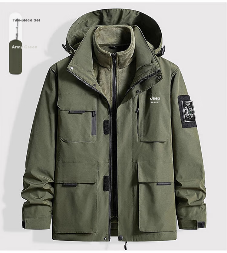 JEEP SPIRIT Men's Three-In Jacket, Autumn And Winter Casual Loose-Fitting Hooded Workwear Coat for Me 11