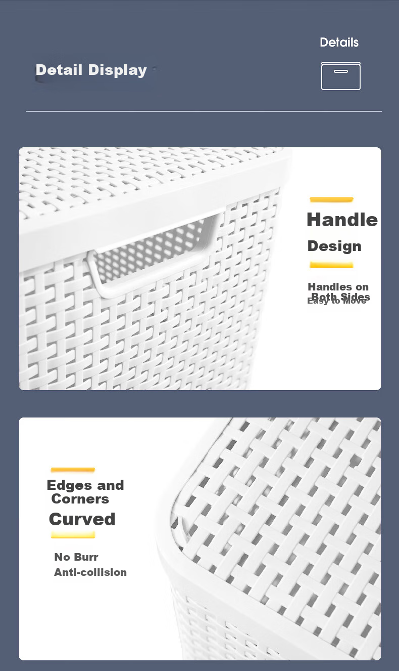 JEKO&JEKO Storage Basket, Clothes Organizer, Laundry Hamper, Rattan-Like Storage Box, Sorting Container, Storage Bin, Storage Box, Cream White Color 9