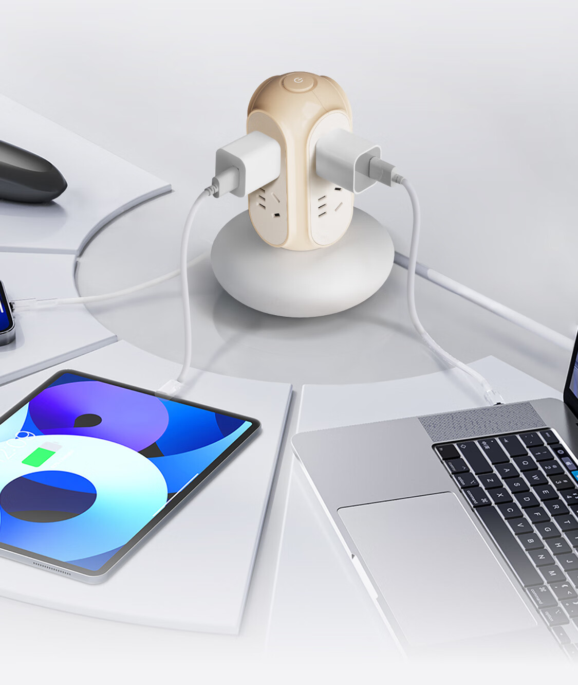 MIAOLAB Vertical Power Strip Socket High-End Fast Charging Desktop Charging Station for Home Office Compatible with Apple 17 Charger Huawei Xiaomi Tablet 19