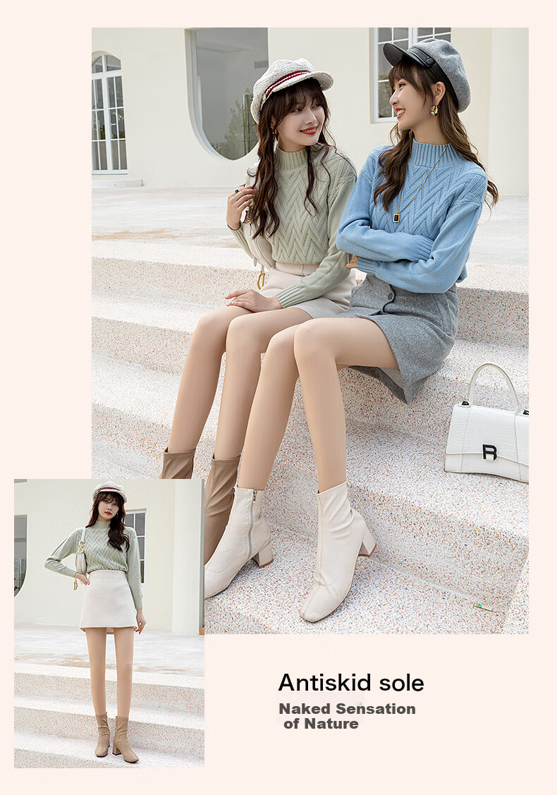LangSha Women's Autumn Winter Fleece-Lined Leggings Thickened Tights Black and Nude Warm Slimming Pants 9