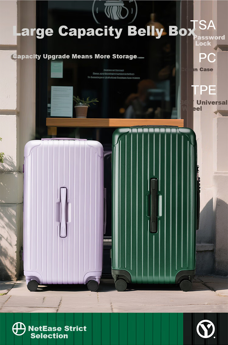 Wangyiyanxuan Large Capacity Suitcase, Student Back-To Big Belly Case, PC Trolley Case, Long-Distance Business Travel Case, Dark Moss Green, 30 Inches 1