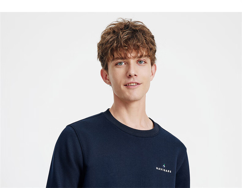Navigare Small Sailboat Solid Basic Versatile Pullover Men's Fleece Lined Warm Sweatshirt 1135805301 9