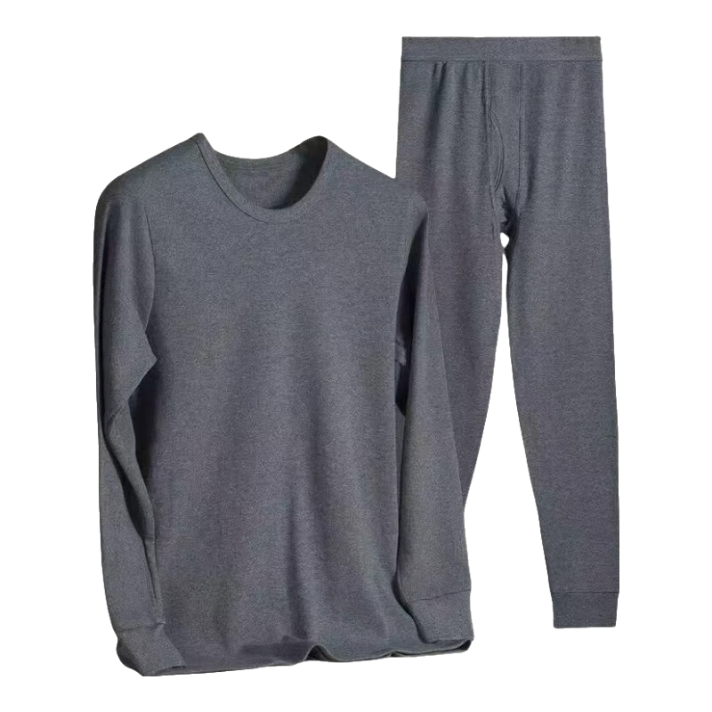 Bejirog Men's Thermal Underwear Set 100% Cotton Thin Long Johns Crew Neck Cotton Sweater Autumn Winter Base Layer