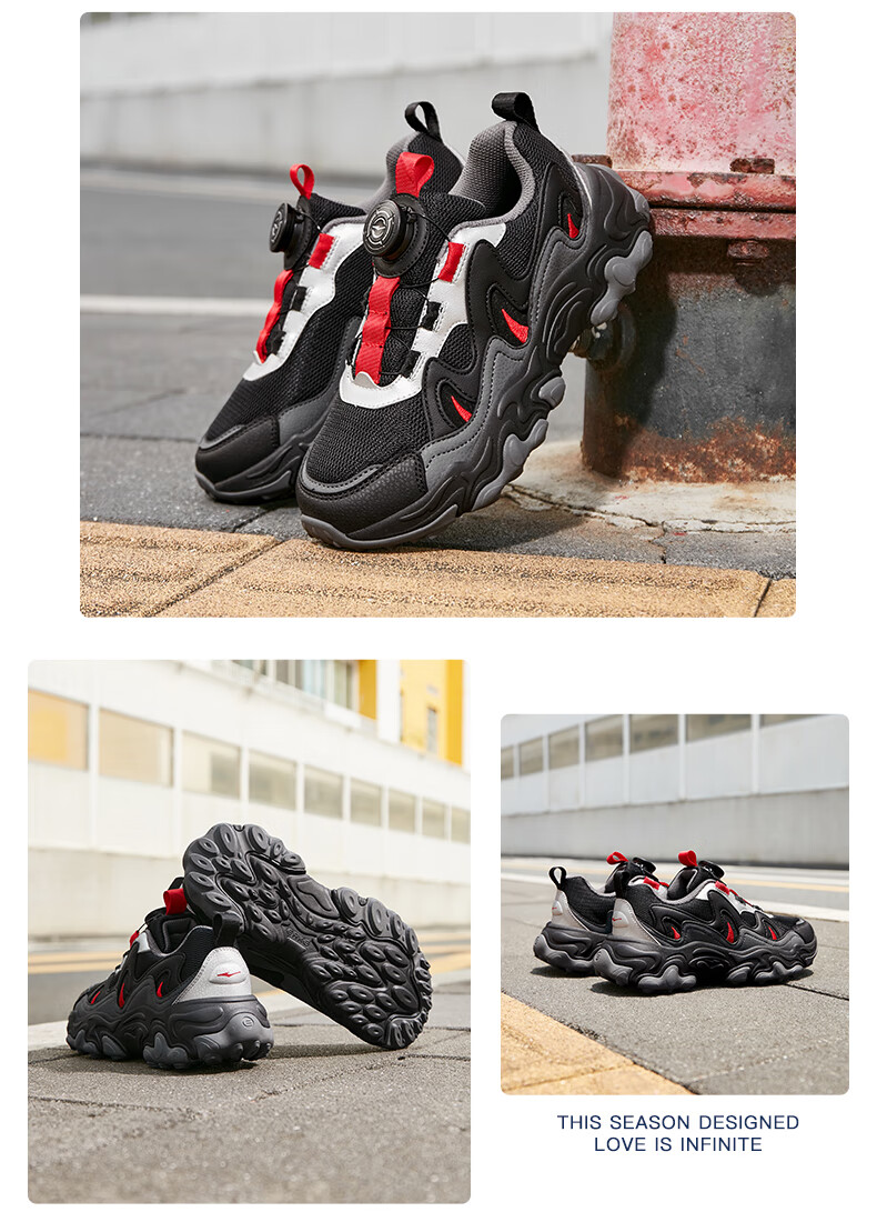 ERKE Kids Casual Shoes Boys and Girls Children's Youth Cushioning Warm Sports Shoes Black/Silver/Carbon Gray Size 40 20