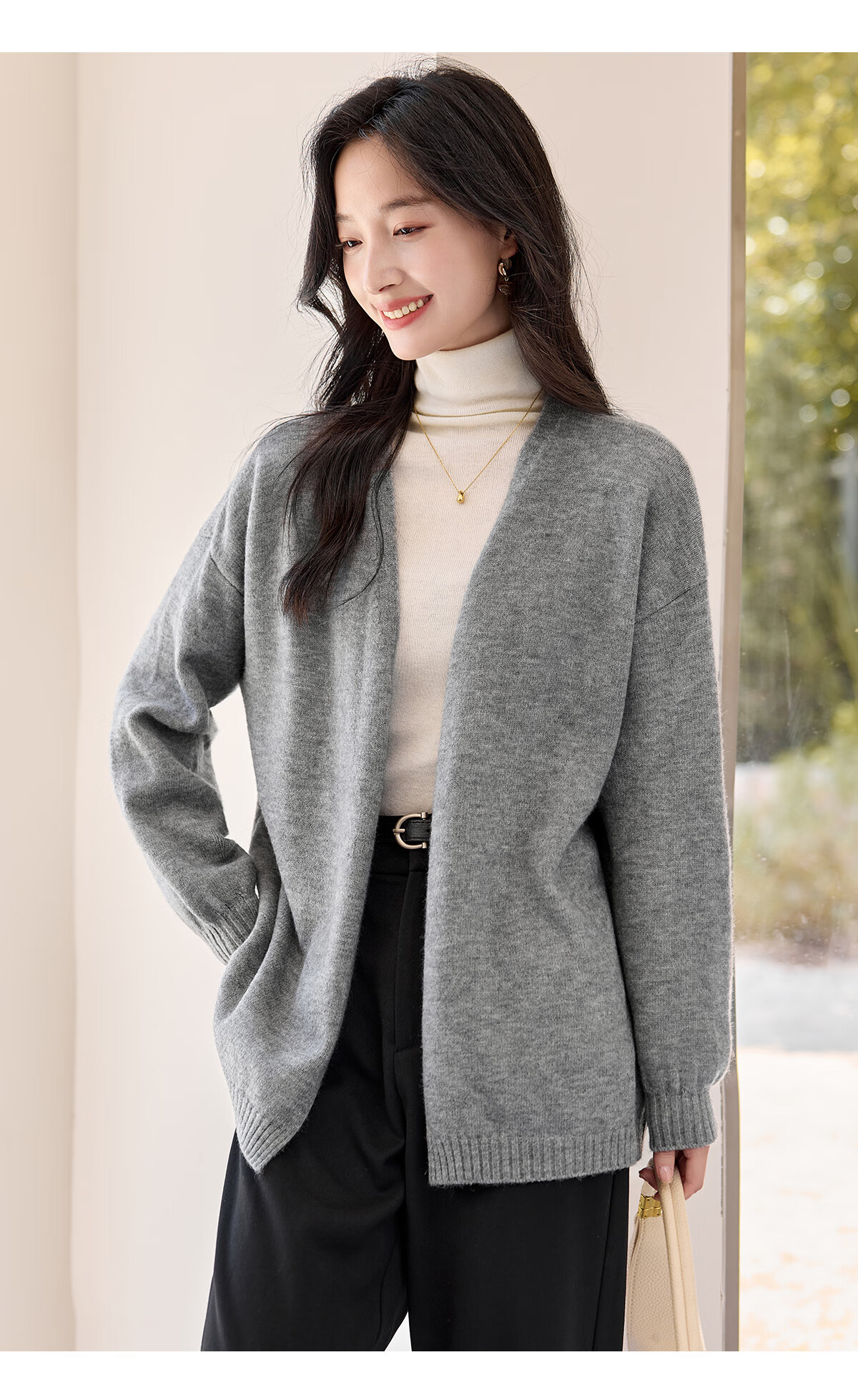 Chushen Autumn Winter Women's Knitted Cardigan Fashion V-Neck Classic Solid Color Versatile Knit Sweater S54Z068 13
