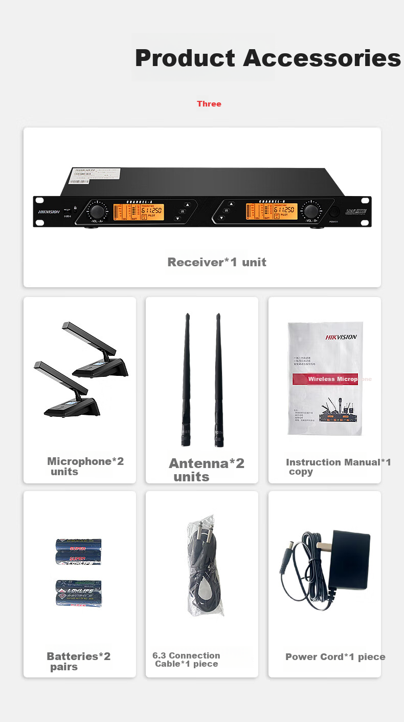 HIKVISION Conference One-To Wireless Microphone, Desktop Short-Boom Square Tube Microphone, Podium UHF High-Fidelity Anti-Interference Automatic Frequency Matching Anti-Howling Speech Training Broadcasting 11