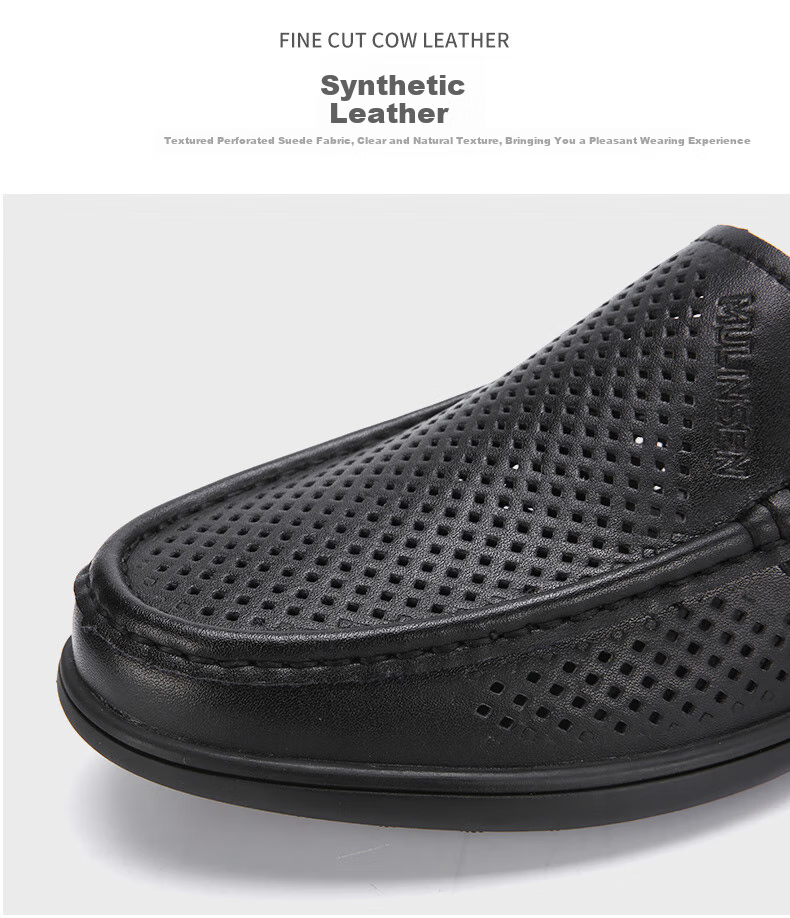 MULINSEN Men's Shoes, Business Casual, Hollow Breathable Slip-On Soft Sole Driving Loafers, Perforated Dad Shoes, L222003 4