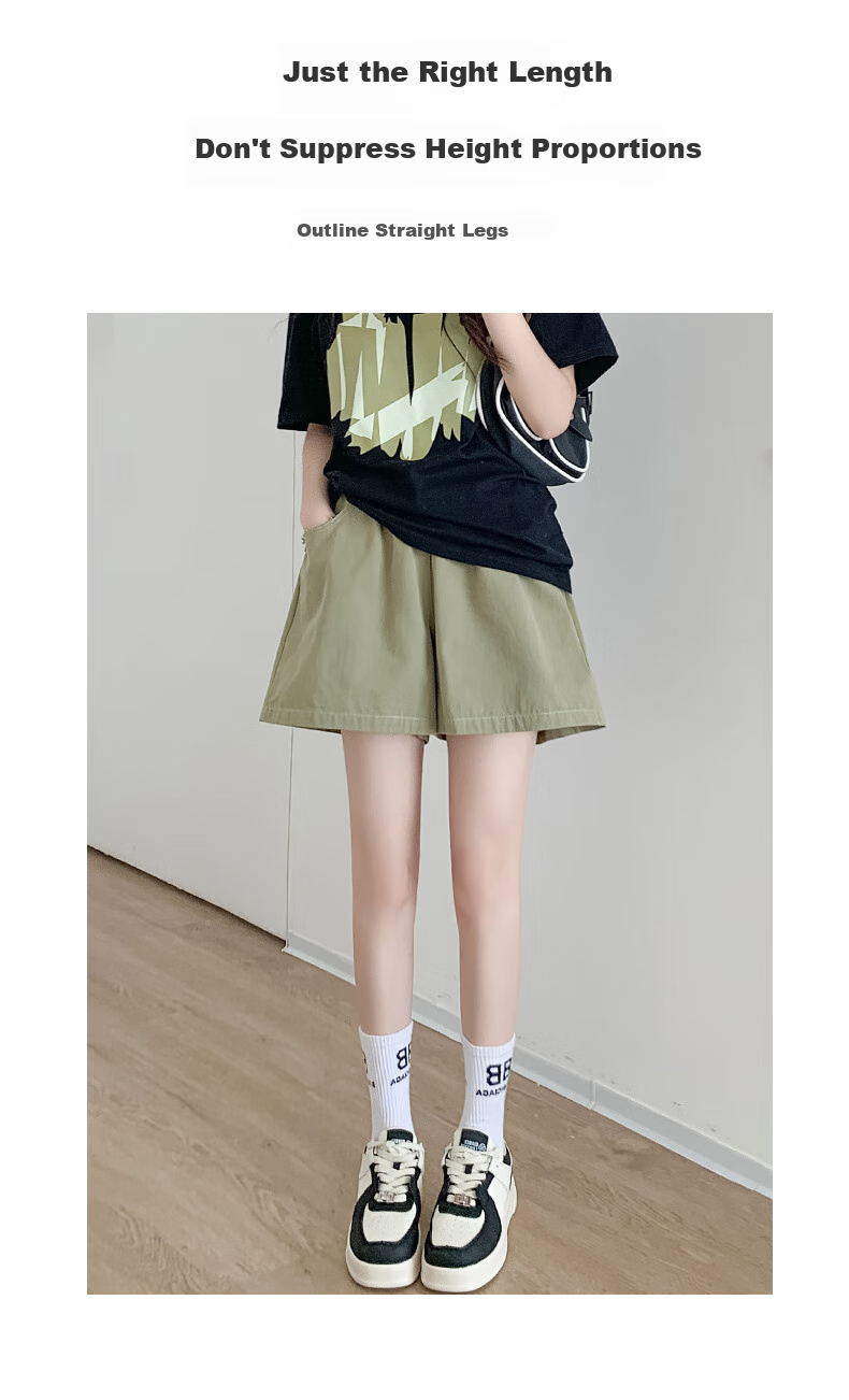 BOPRUIEY Women's Pure Cotton Shorts, Summer High-Waist Casual Wide-Leg Mid-Length Shorts, Cargo Sports Three-Quarter Shorts 8
