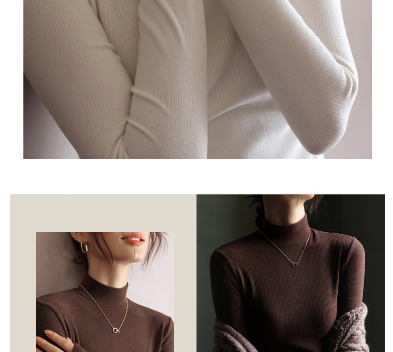 MiiOW Women's Half Turtleneck Fleece-Lined Thickened Base Shirt 2025 New Autumn Winter Warm Inner and Outer Wear Top 18
