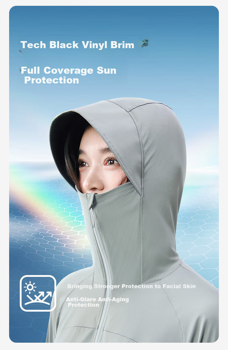 JD Original Long Sun Protection Clothing for Women, Breathable Ice Silk Cool-Feeling UV Protection Jacket Full Body Sun Protection Garment, Black, XS 8