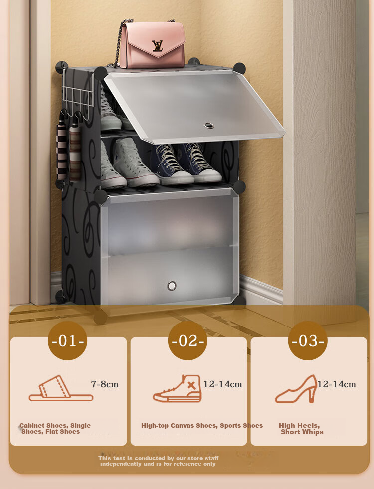 Anerya Ultra-Thin Shoe Cabinet, Entryway Simple Shoe Rack, Multi-Layer Dustproof Storage Shelf, Resin Assembly Cabinet, Single Column Four-Tier 7