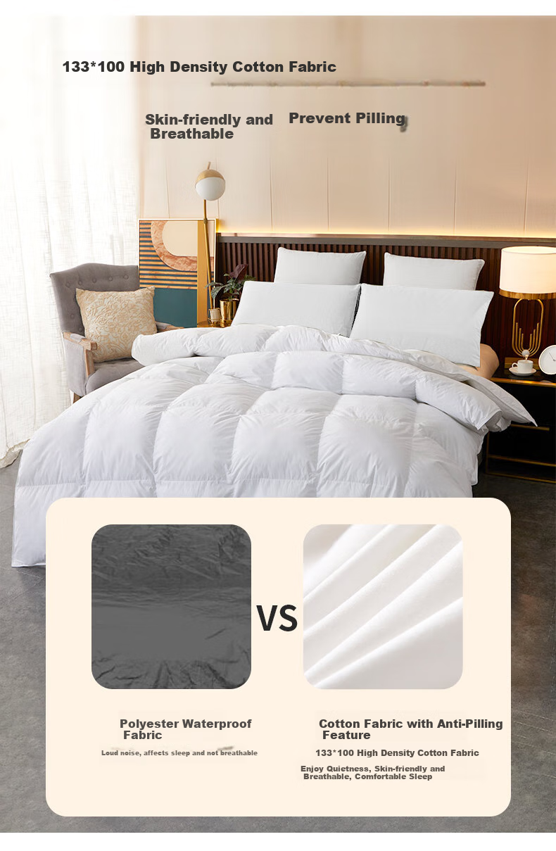 Hengyuanxiang down Comforter, High-Count Pure Cotton, 100% White Duck Down, Autumn And Winter Duvet Insert (Filling Weight 1000g), Approximately 4 Jin, 2×2.3m, White 5