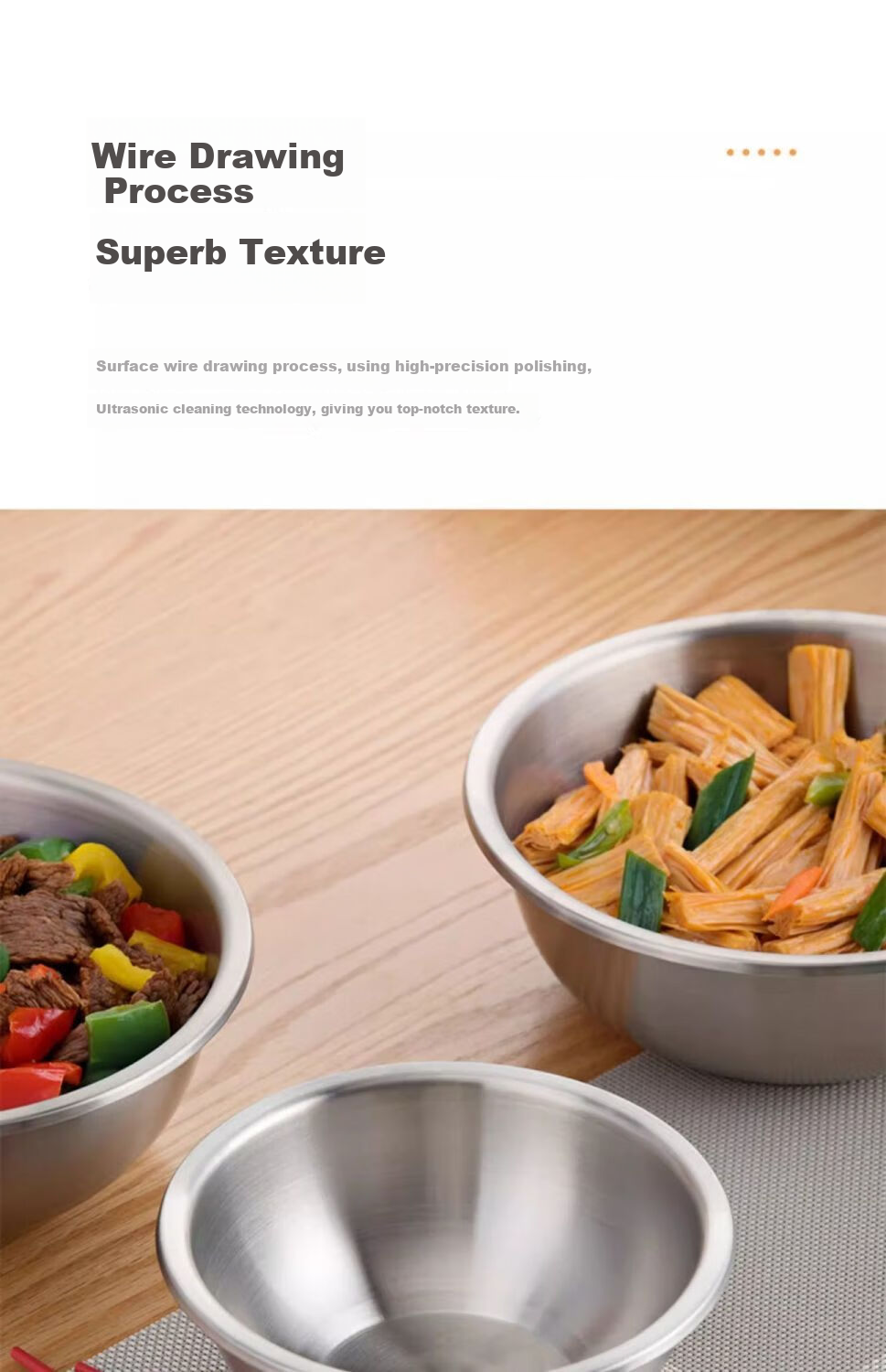 CHAHUA 304 Stainless Steel Kitchen-Specific Soup Bowl And Vegetable Bowl, Thickened Food-Grade Material, Shatterproof Vegetable Washing Bowl And Noodle Bowl, 16cm 8