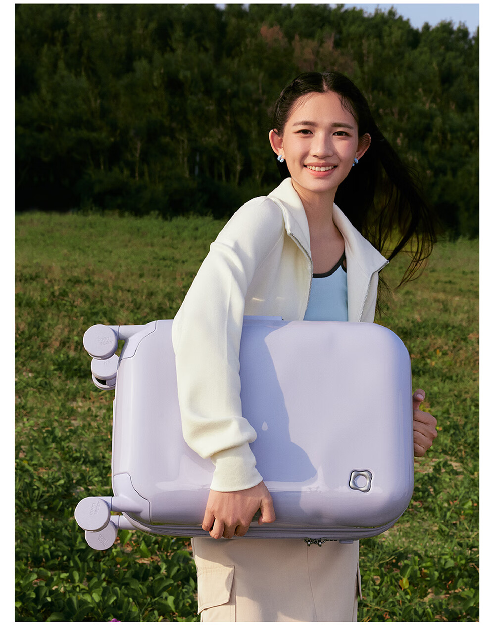 Kaifangshuiyu Openwater Large Capacity Expandable Suitcase for Women, Luggage Trolley Case Carry-On Suitcase, Baichengmeng 20-Inch 4