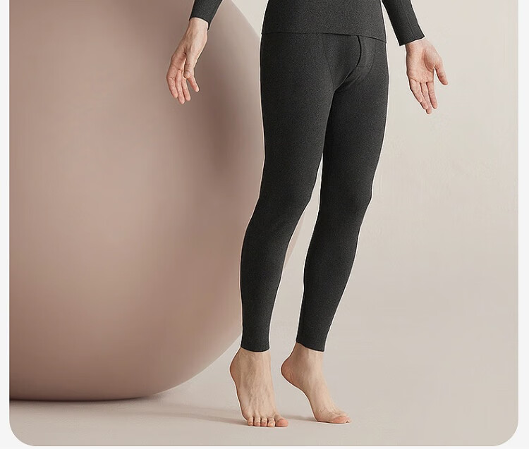LangSha Men's Thermal Underwear Thin Round Neck Wool Silk Reversible Double-Sided Fleece Autumn Shirt and Pants Set 21