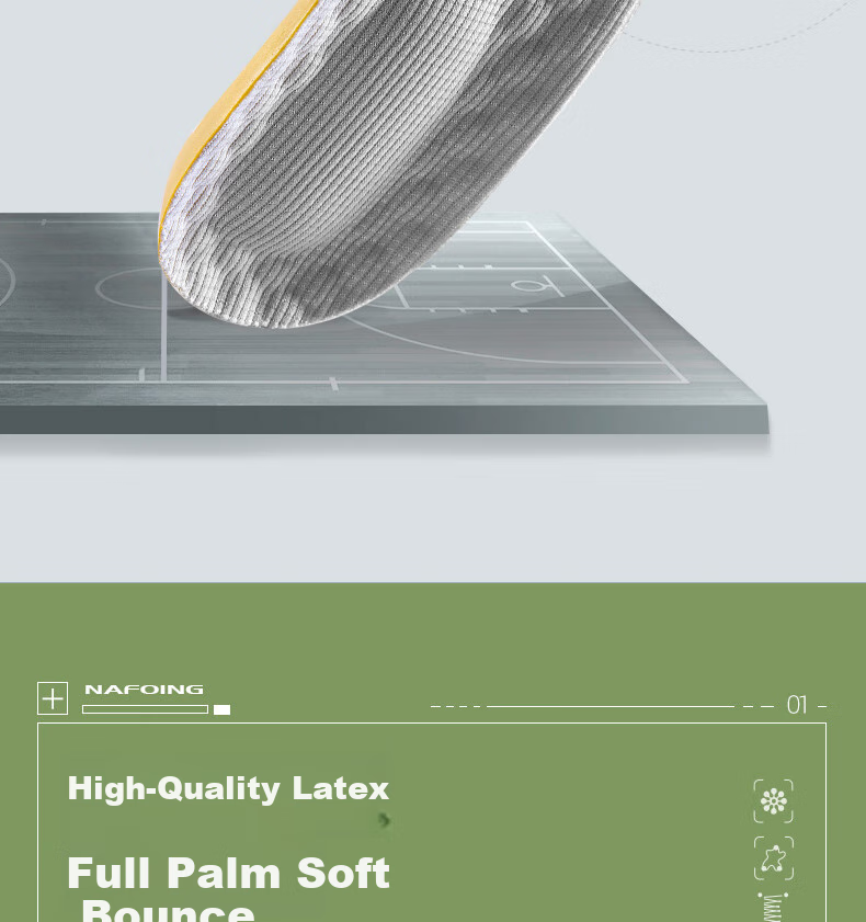 IQGD 2 Pairs of Insoles for Men And Women, Latex Soft Elastic Shock-Absorbing Military Training Essential 5016 2 Pairs - Gray And Yellow 43-44 5
