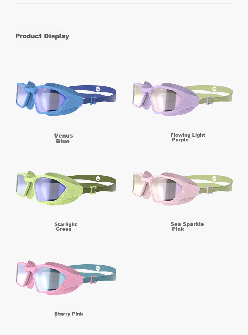 WATERTIME / Shui Chuan Children's Swimming Goggles for Ages 6-12, Coated Anti-Fog Professional Swim Glasses for Ages 10-15, Starry Gree 15