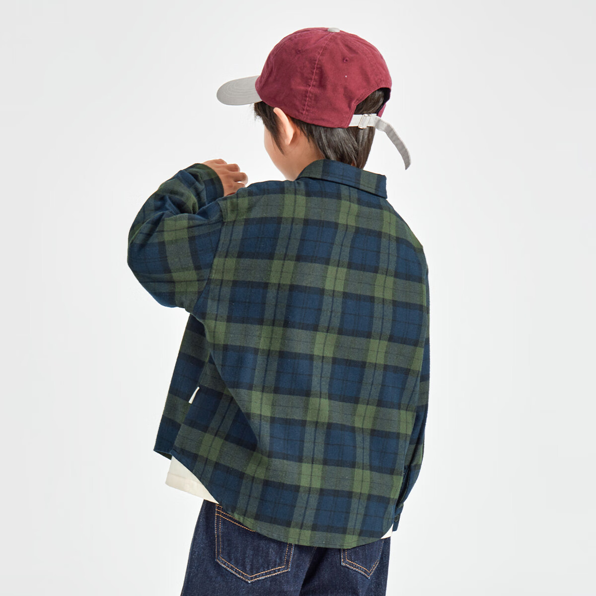 Duoduojia Brushed Soft Fabric Boys' Shirt Spring Autumn Stylish Retro Plaid Jacket for Older Kids