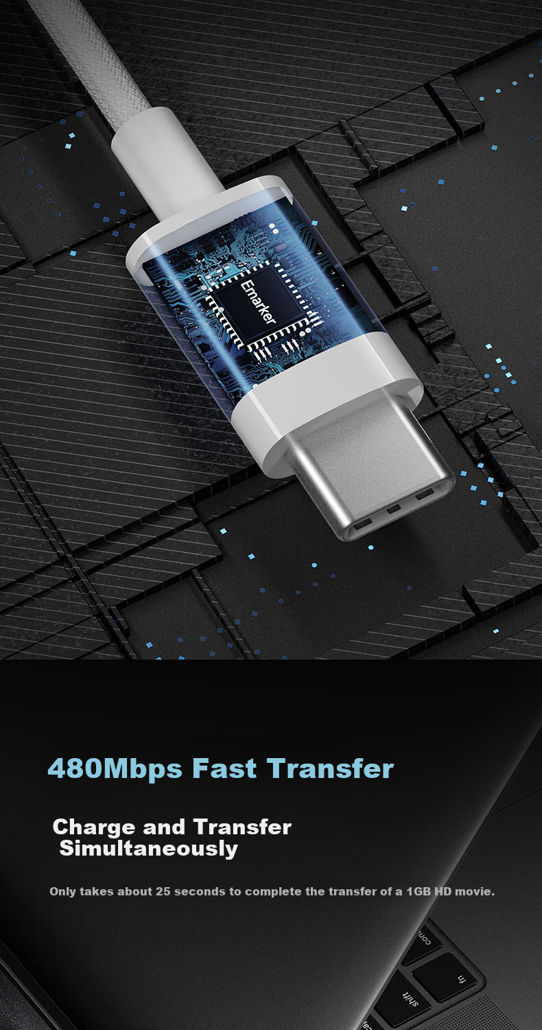 CUKTECH Kuteke Charging Cable, Type-C Data Cable, 240W High-Power PD3.1 Fast Charging, 5A Data Transfer, Suitable for Xiaomi, Apple 18/17, Huawei Phones And Laptops 6