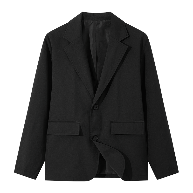 ROMON Men's Casual Formal Suit Jacket Mid-Young New Groom Best Man Work Business Spring Autumn Coat Black 3XL