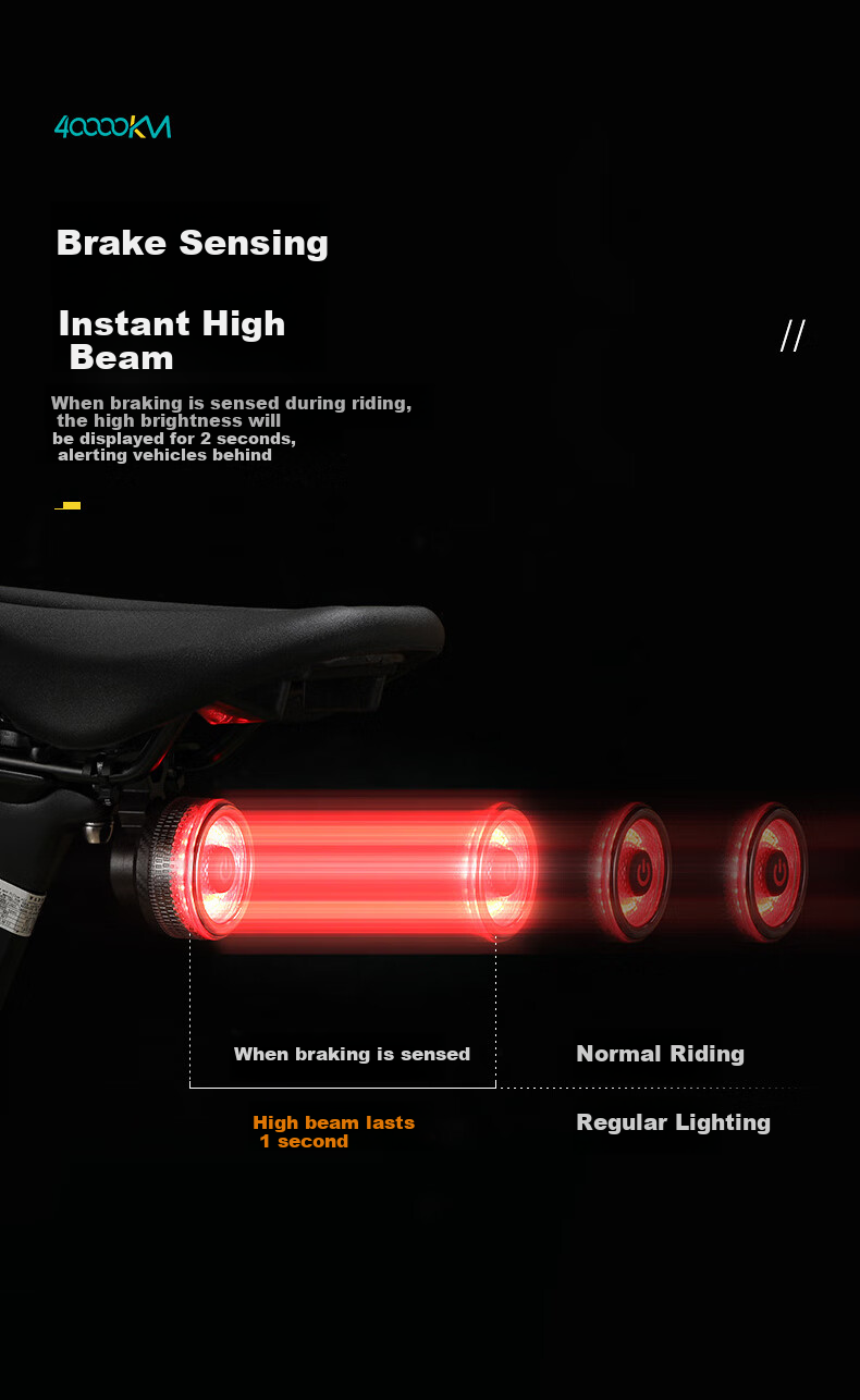 Siwangongli Bicycle Taillight, Night Riding Warning Light, Mountain Bike And Road Bike Intelligent Sensor Brake Taillight, Bow-Shaped Model 3