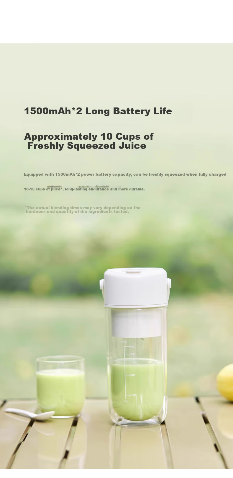 GLASSLOCK Juicer Cup [Double-Layer Hollow Insulation] Fruit And Vegetable Blender Juice Cup Baby Food Processor Small Portable Electric Rechargeable Multifunctional 26-Blade Ice Crusher Blade 9