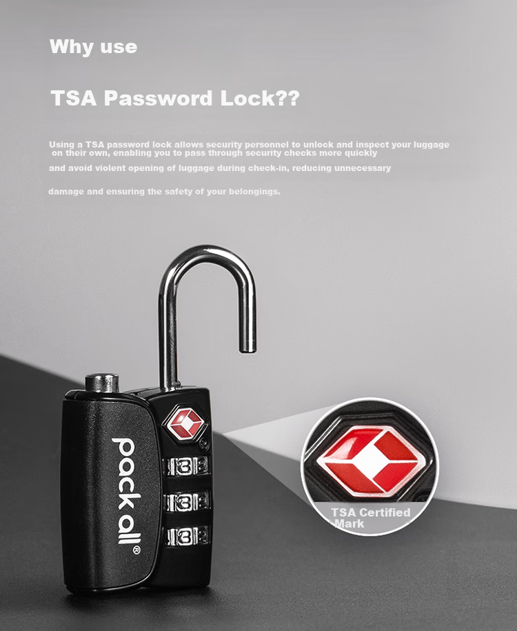 Pack All Travel Combination Lock, Three-Digit TSA Lock, Luggage Anti-Theft Lock, Dormitory Cabinet Password Lock Padlock, Black 3