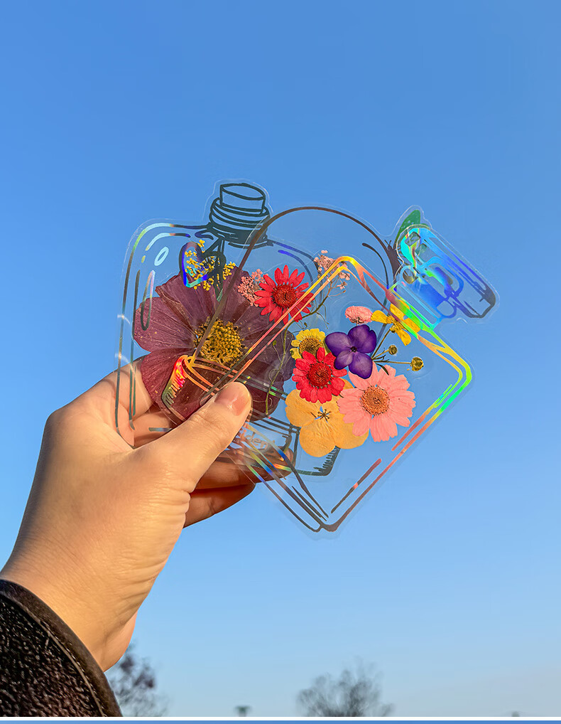 Tianse Transparent Dried Flower Bookmarks Handmade DIY Material Kit Leaf Specimen Laminated Plant Pressed Petals Back to School Set 20 Sheets TS-6132 16