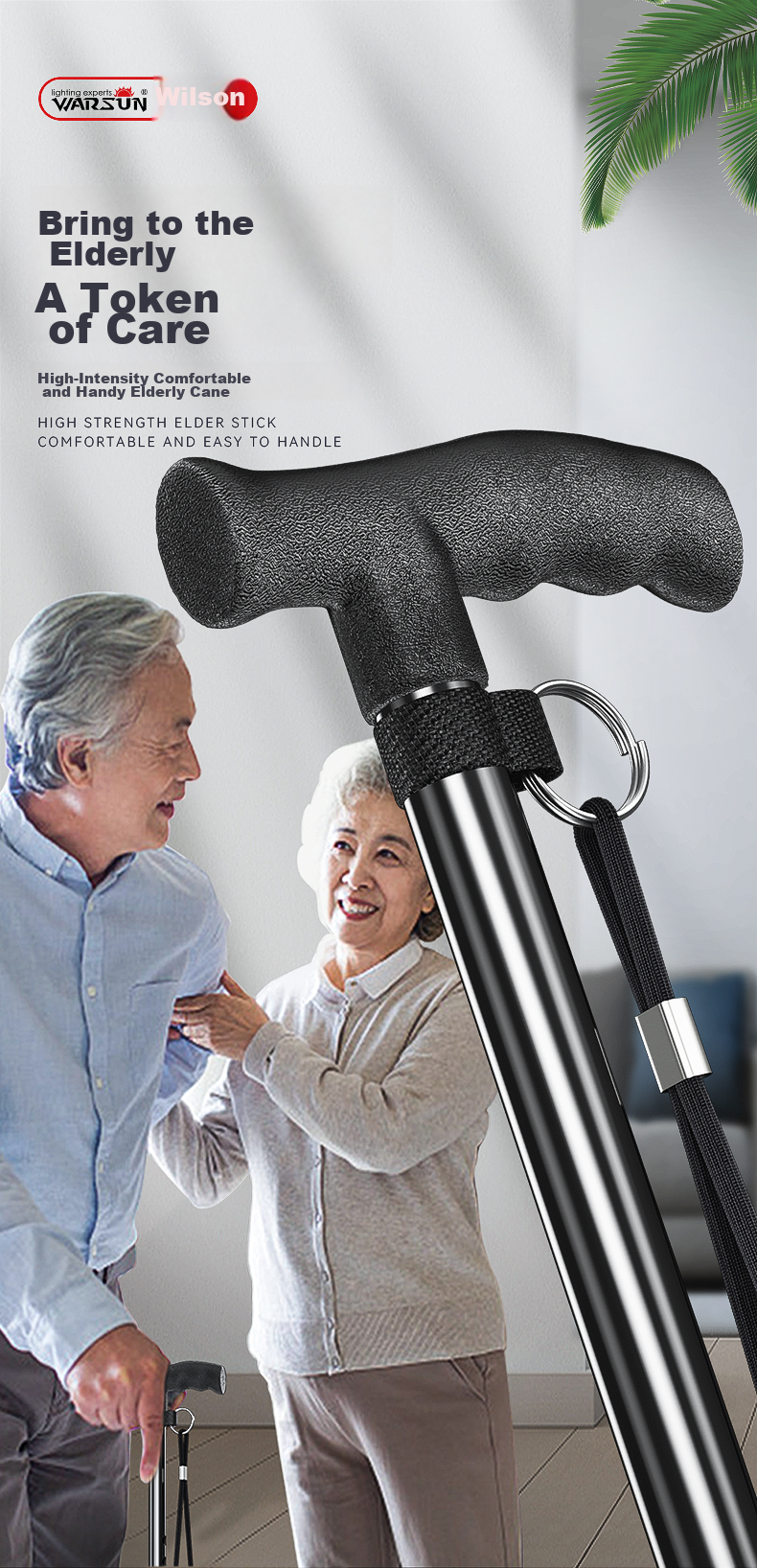WARSUN Elderly Walking Stick, Four-Legged Cane, Non-Slip Walking Stick, Hiking Aid for Seniors, Four-Angle Cane with Optional Stool And Chair 2