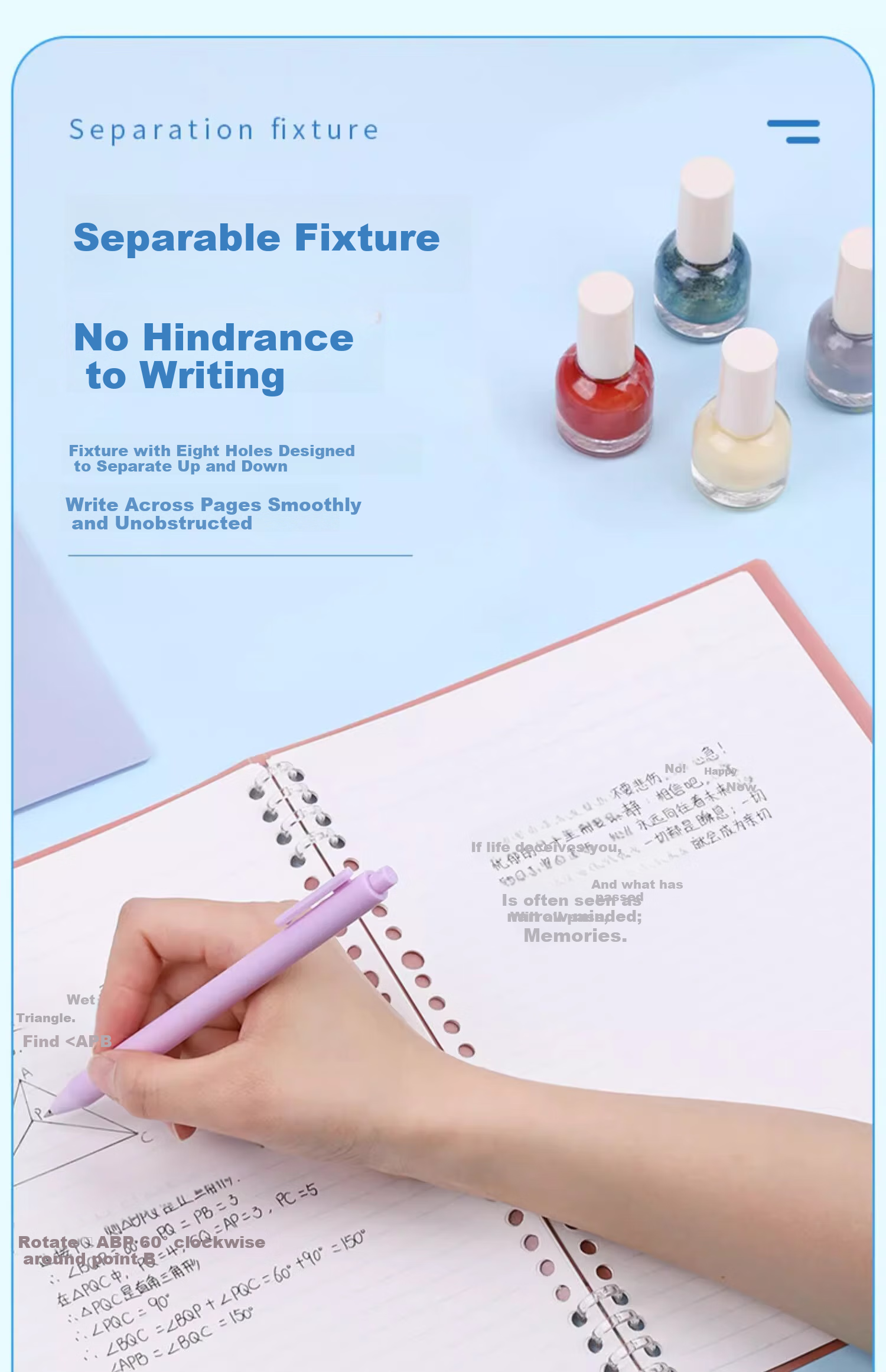 KINGJIM B5 Buckle Ring Pearl Color Notebook for Office And Students, Spiral Notebook, Loose-Leaf Notebook, Pearl Silver Gray, 9855TTE-GSRN 5