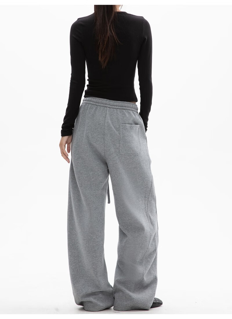 ICH MODE Women's American Style Casual Pants Spring Autumn New Sports Sweatpants Loose Straight-Leg Versatile Wide-Leg Pants Black L 22