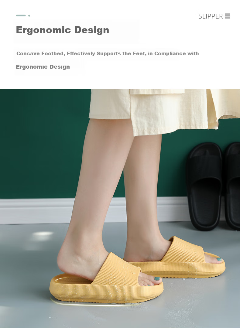 GUOLUOFEI Squishy Feeling Slippers for Men, Summer Thick-Soled Home Indoor Bathroom Shower Large Size Sandals, Pink, Size 39-40 5