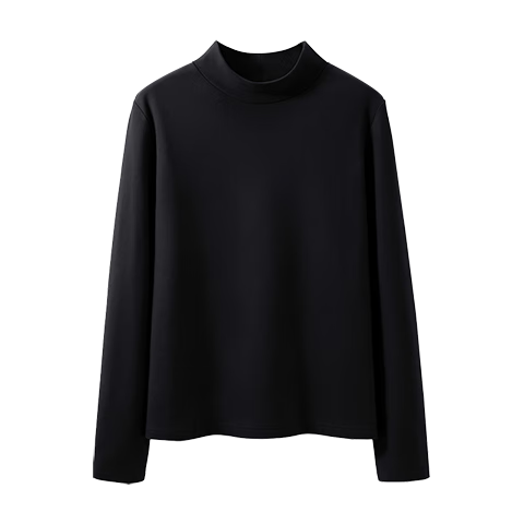 MiiOW Women's Half Turtleneck Base Shirt Double-Sided German Velvet Polyester-Free Black Autumn Winter 2025 New Fleece Thickened Inner Top