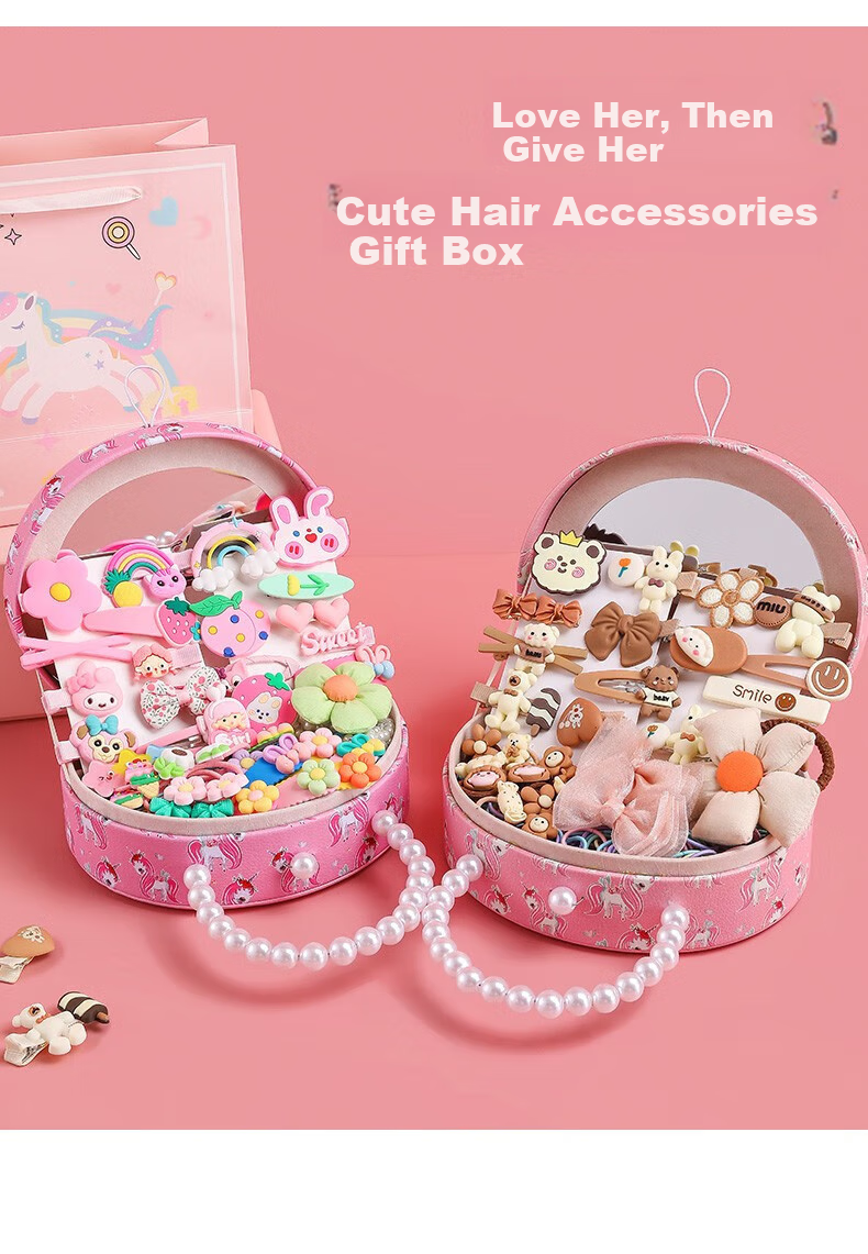 Guanchao Princess Hair Accessories Gift Box, Children's Toy, Birthday Gift for Girls Aged 6-10, Educational Toy, Hair Clips And Jewelry Set 13