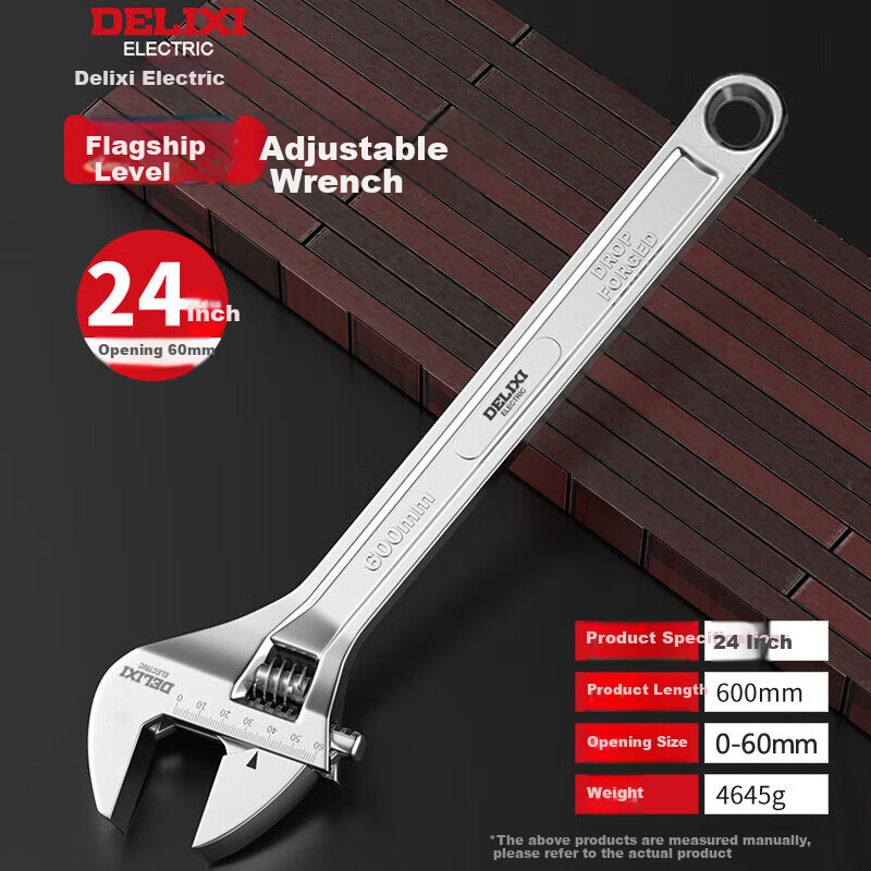 DELIXI ELECTRIC Adjustable Wrench, Multi-Functional Wide-Mouth Wrench, Household Tool, Adjustable Spanner, 24 Inches
