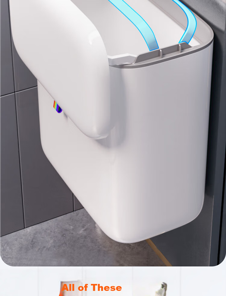 Jiabangshou Wall-Mounted Bathroom Trash Can, 8.8L Capacity, with Lid, Large Size, Suitable for Kitchen Cabinet, Hanging in Bathroom And Toilet 9