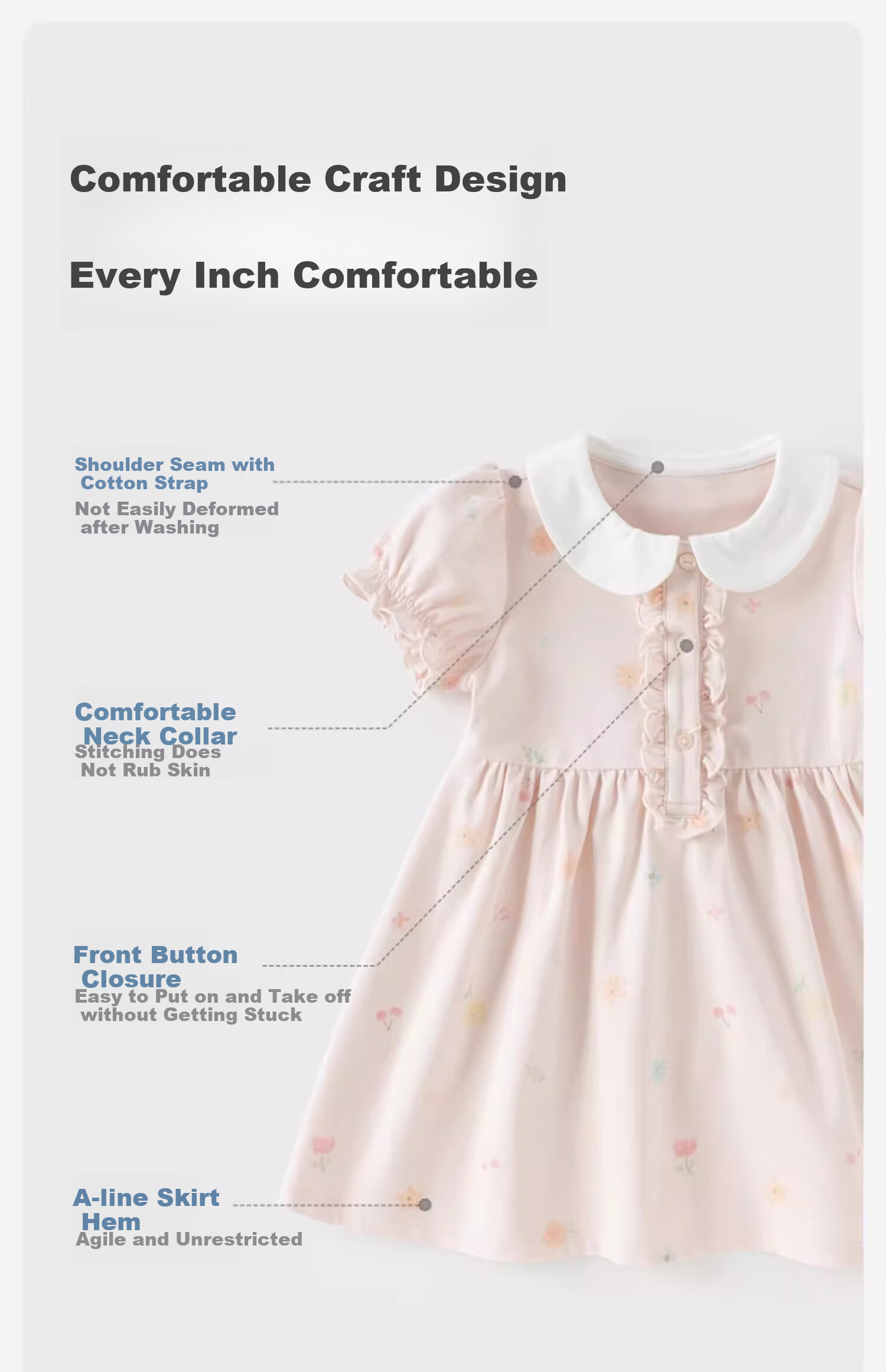 DAVE & BELLA Summer Girls' School Style Dress Children's Fashionable Printed Baby Clothes 8