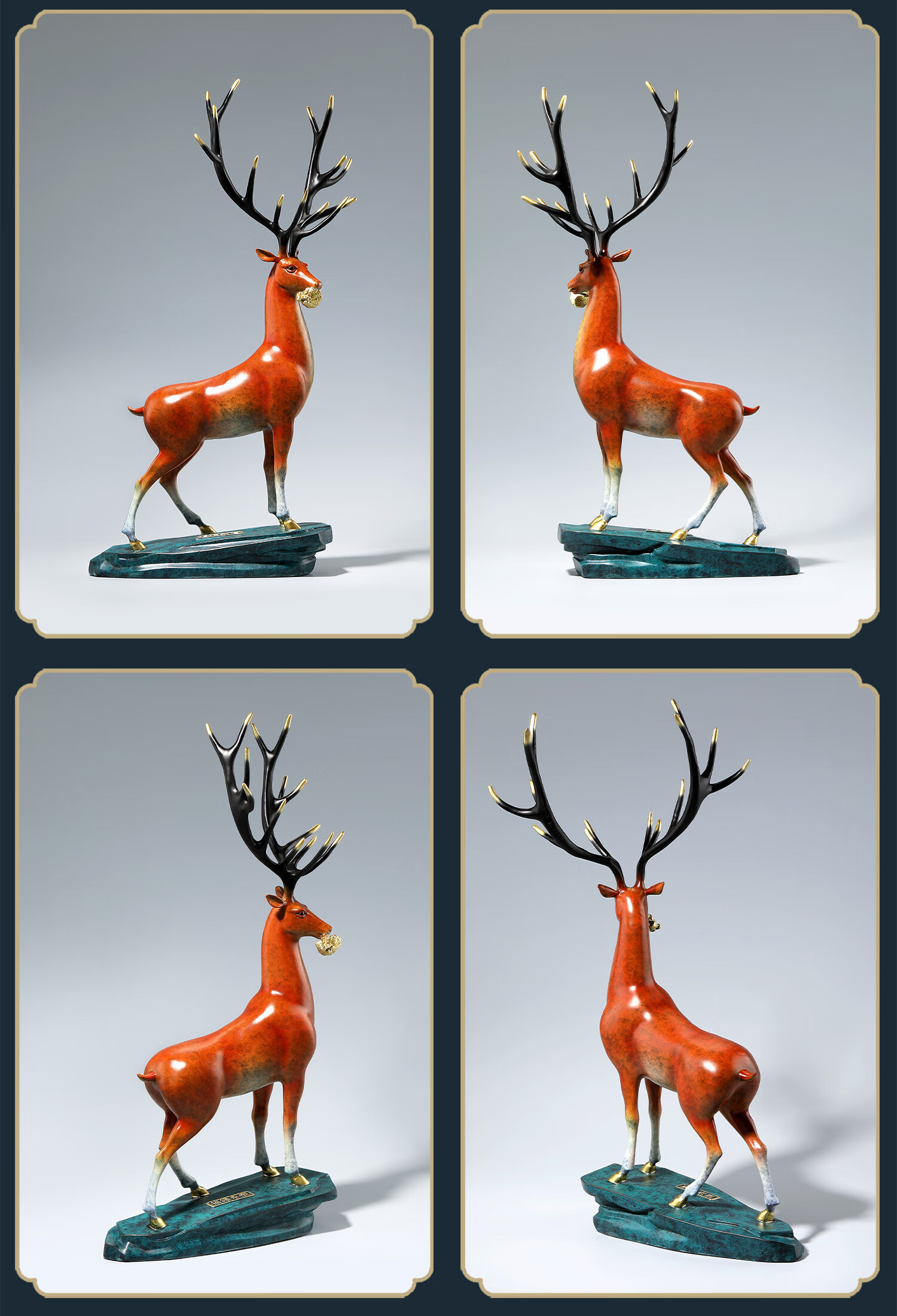 Daming Copper Craftsman Copper Deer Ornament - Prosperity and Longevity Deer Figurine for Living Room and Office Desk, Chinese Style Creative Home Decor, Housewarming Gift 6
