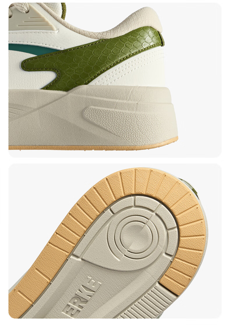 ERKE Men's Thick-Soled Lightweight Comfortable Soft-Soled Versatile White Skateboarding Sneakers | Cool Play 4 15