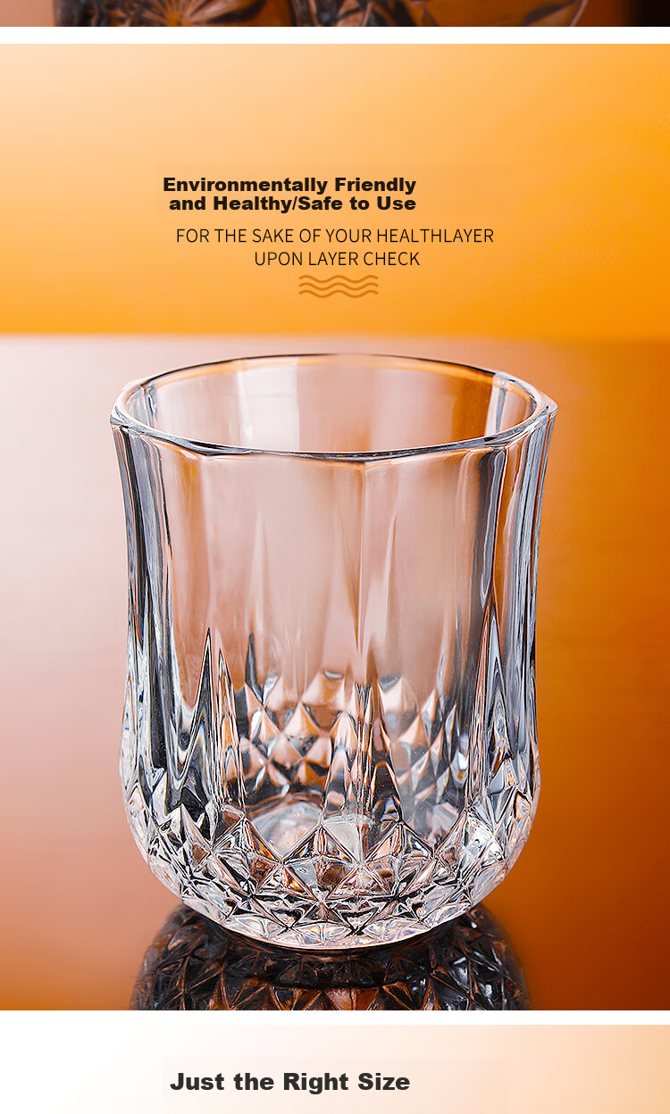 PINYU Whiskey Glasses Set, Vintage Carved Glass Beer Mugs for Home Use, Water Cups, Juice Glasses, Liquor Glasses Set 4