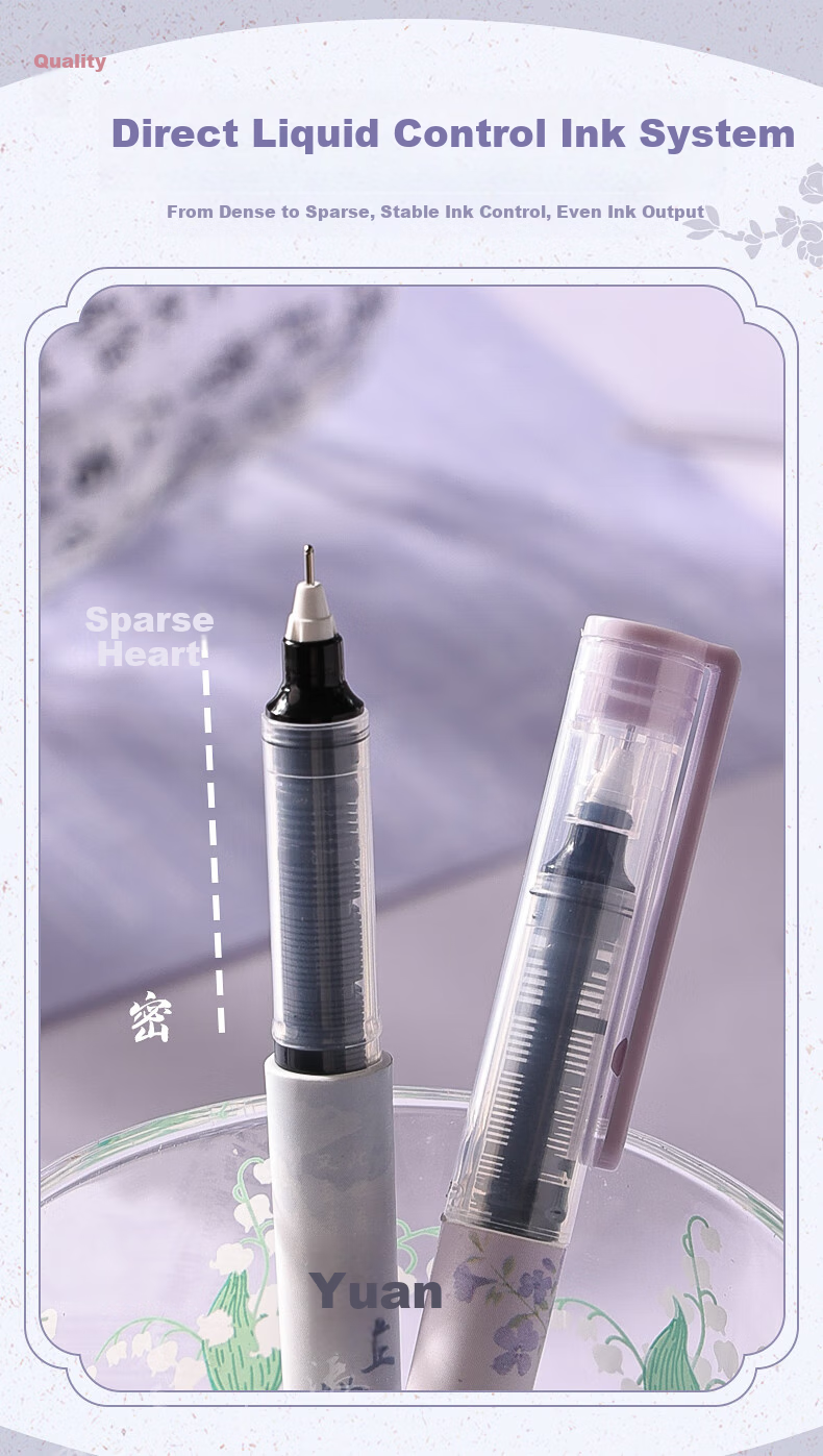 Kabaxiong [Kindergarten Graduation Gift] Gel Pen, Full Needle Tube, Black, 0.5mm, Stylish Chinese-Style Design, Quick-Drying for Students' Exams And Practice 4