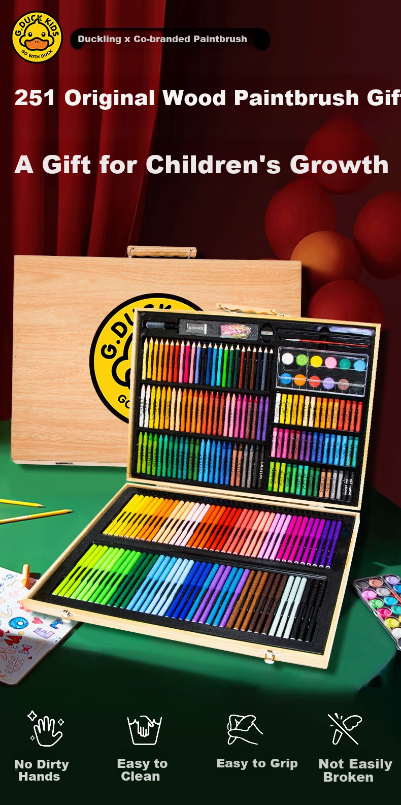 Feishangmi Little Yellow Duck Children's Painting Set, Girls' Toy for Ages 3-6, Birthday Gift for Girls, Watercolor Pen Gift Box 3