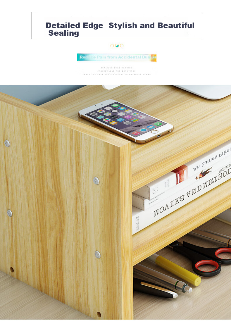 Shuranjia Adjustable Height Computer Monitor Riser Stand, Dorm Office Desk Organizer Shelf, Cherry Wood Color 04 15