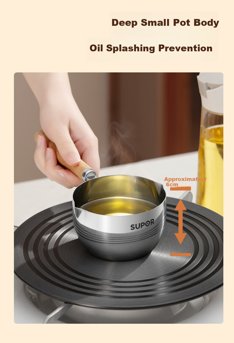 SUPOR Stainless Steel Oil Frying Pan, Home Use for Pouring And Searing Oil, KGF20AH10 4