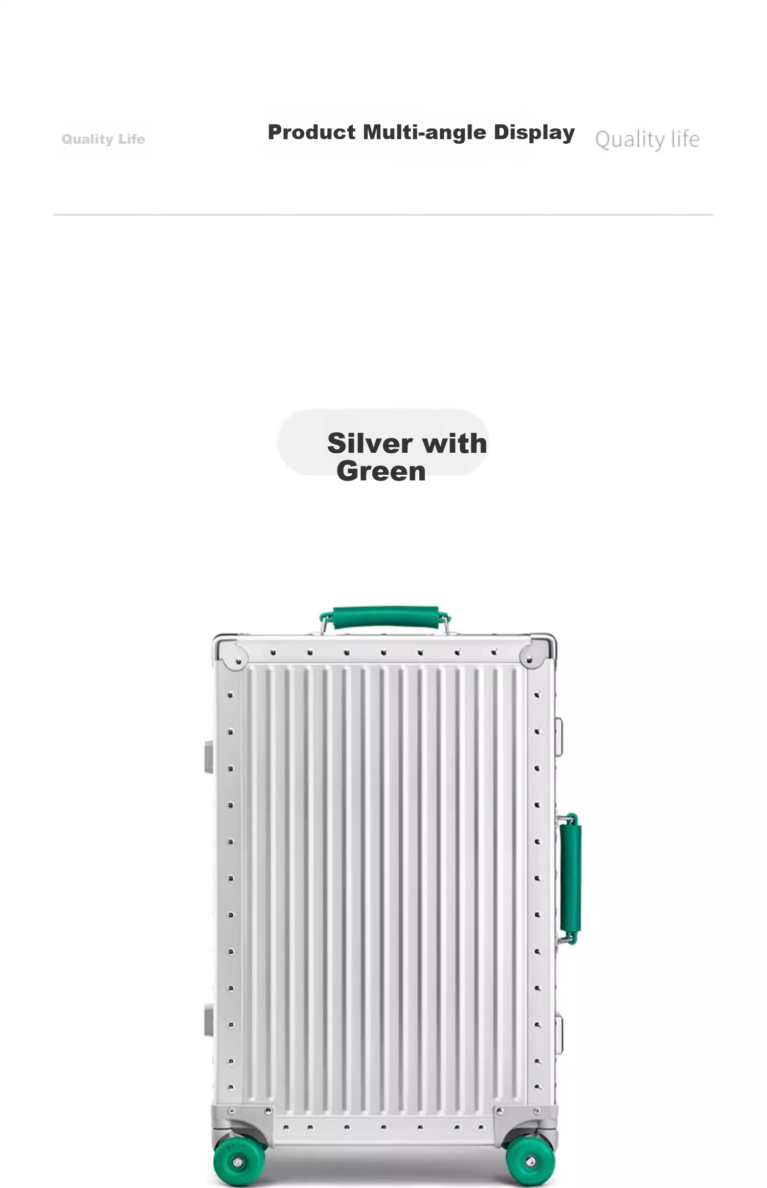 Dream Traveler All-Aluminum Magnesium Alloy Trolley Suitcase with Spinner Wheels, Metal Luggage for Men And Women, 24-Inch Gold with Gree 13