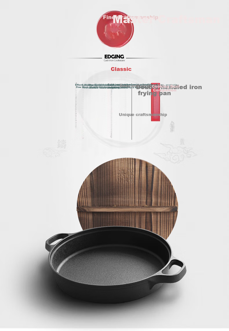 Dianjiang Cast Iron Skillet, 30cm Thick, Uncoated Iron Griddle Pan, Suitable for Pancakes, Eggs, Dumplings, And Steak 1