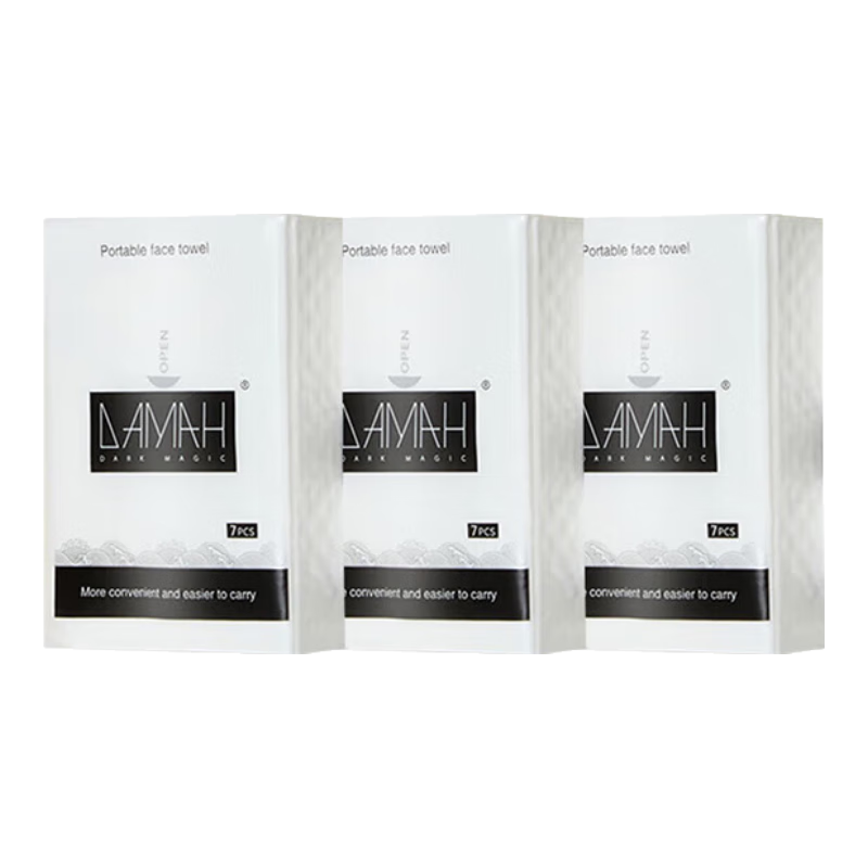 DAMAH DARK MAGIC Portable Disposable Facial Cleansing Wipes, Thickened Face Towels, 7 Sheets * 3 Packs