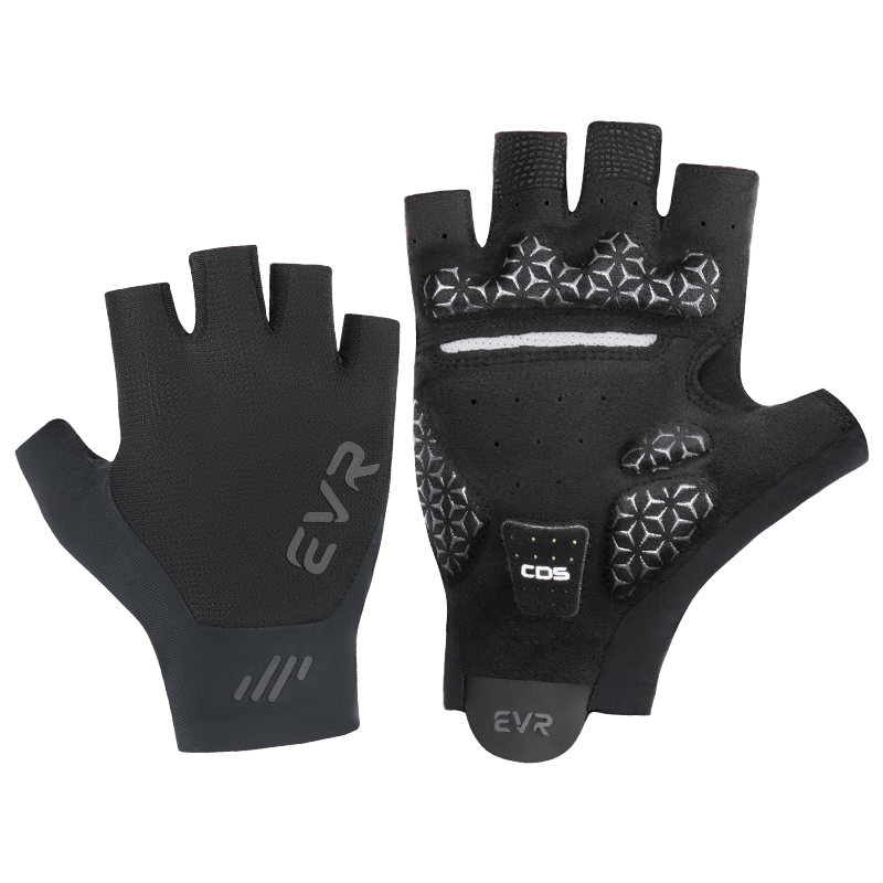 EVR Cycling Gloves Half Finger Summer Shock Absorption Short Finger Gloves Black M
