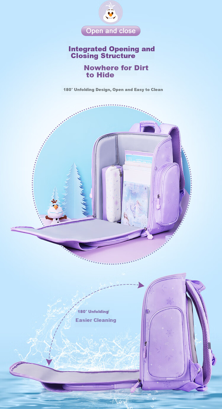 Disney Backpack for Primary School Students Grades 1-3, Spine-Protecting, Load-Reducing, Stylish Children's Backpack, Birthday Gift, Elsa Princess Gift Box 9